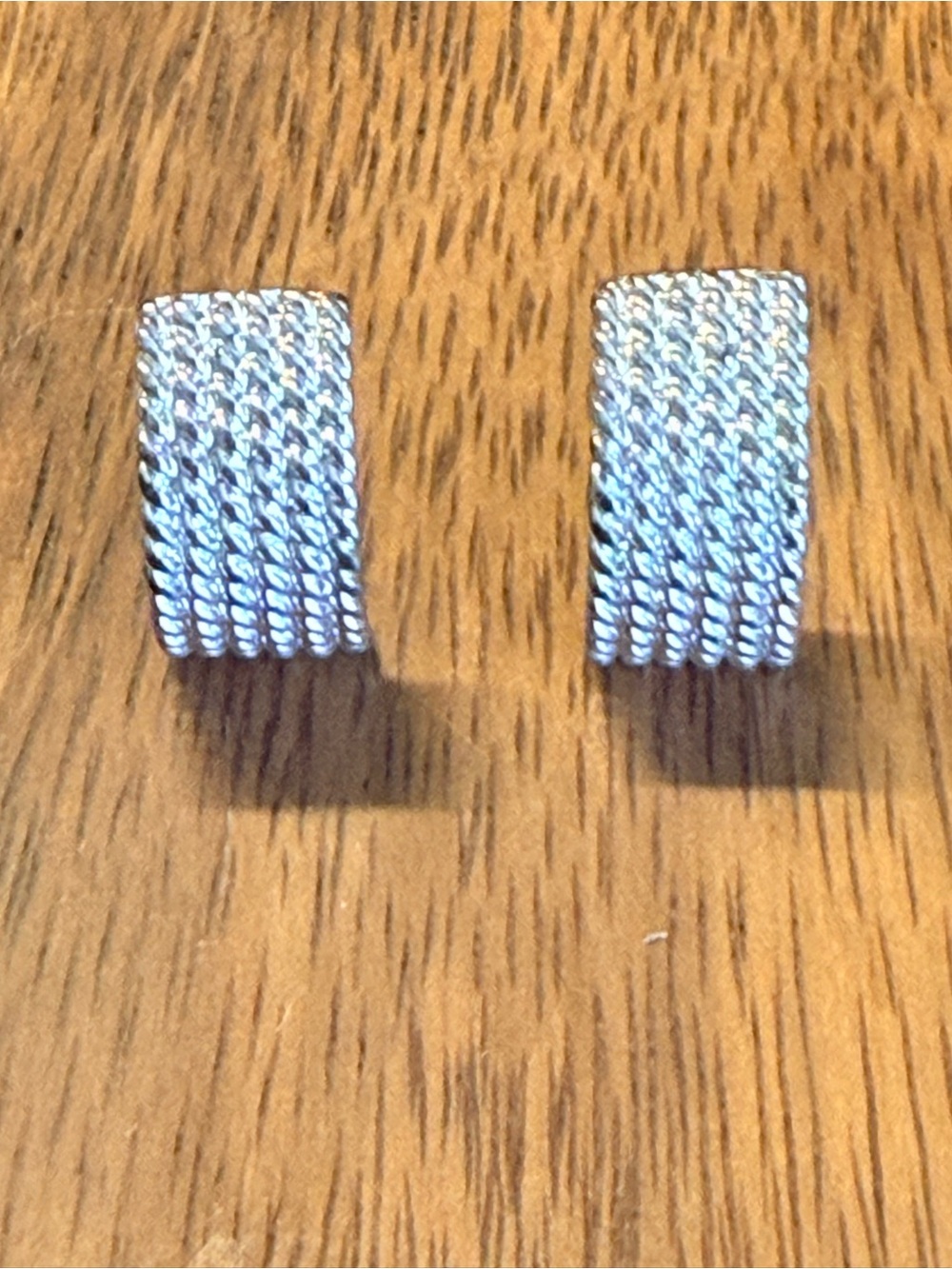 Silver Mesh signed Monet Earrings - Classic Elegant Accessory